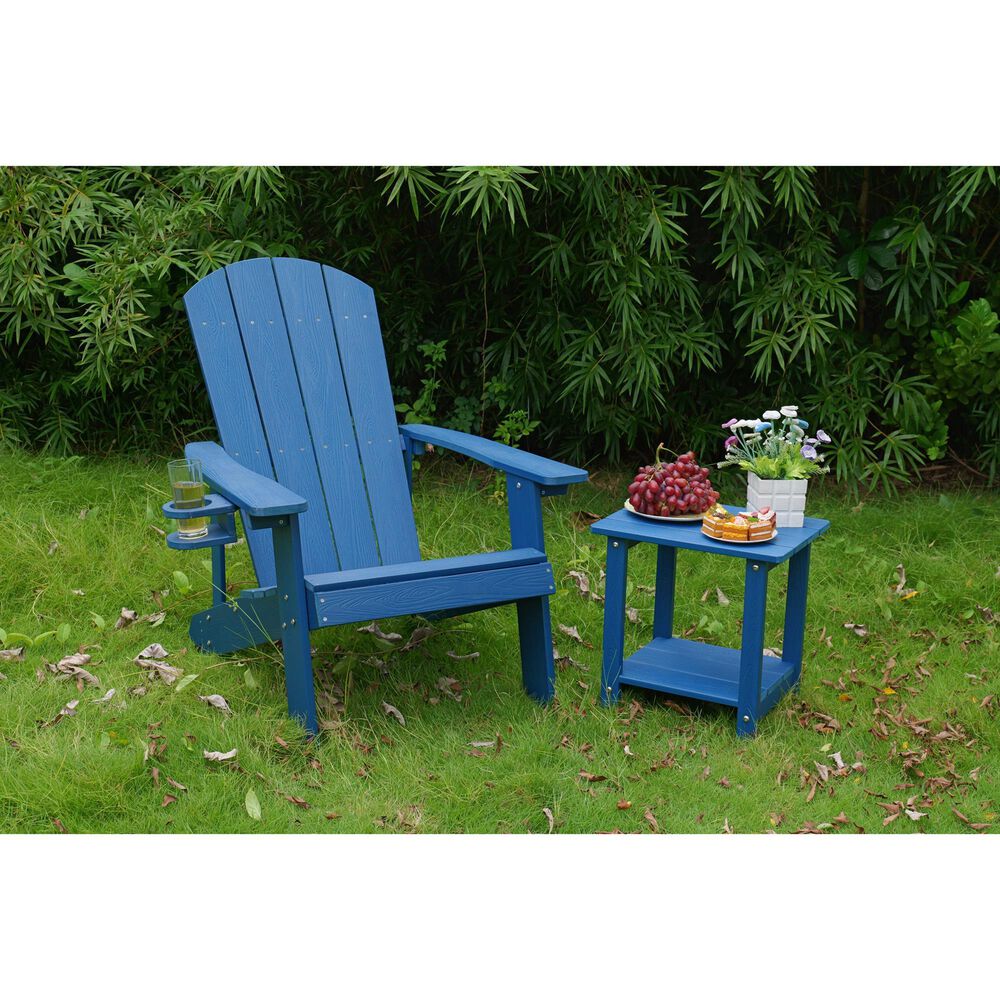 Hearth and Haven Outdoor Lounge Chair with Cup Holder in Navy Blue, , large