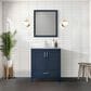 Lexora Home Jacques 30" Single Bathroom Vanity in Navy Blue with 2 cm White Carrara Marble Top and Rectangular Sink, , large