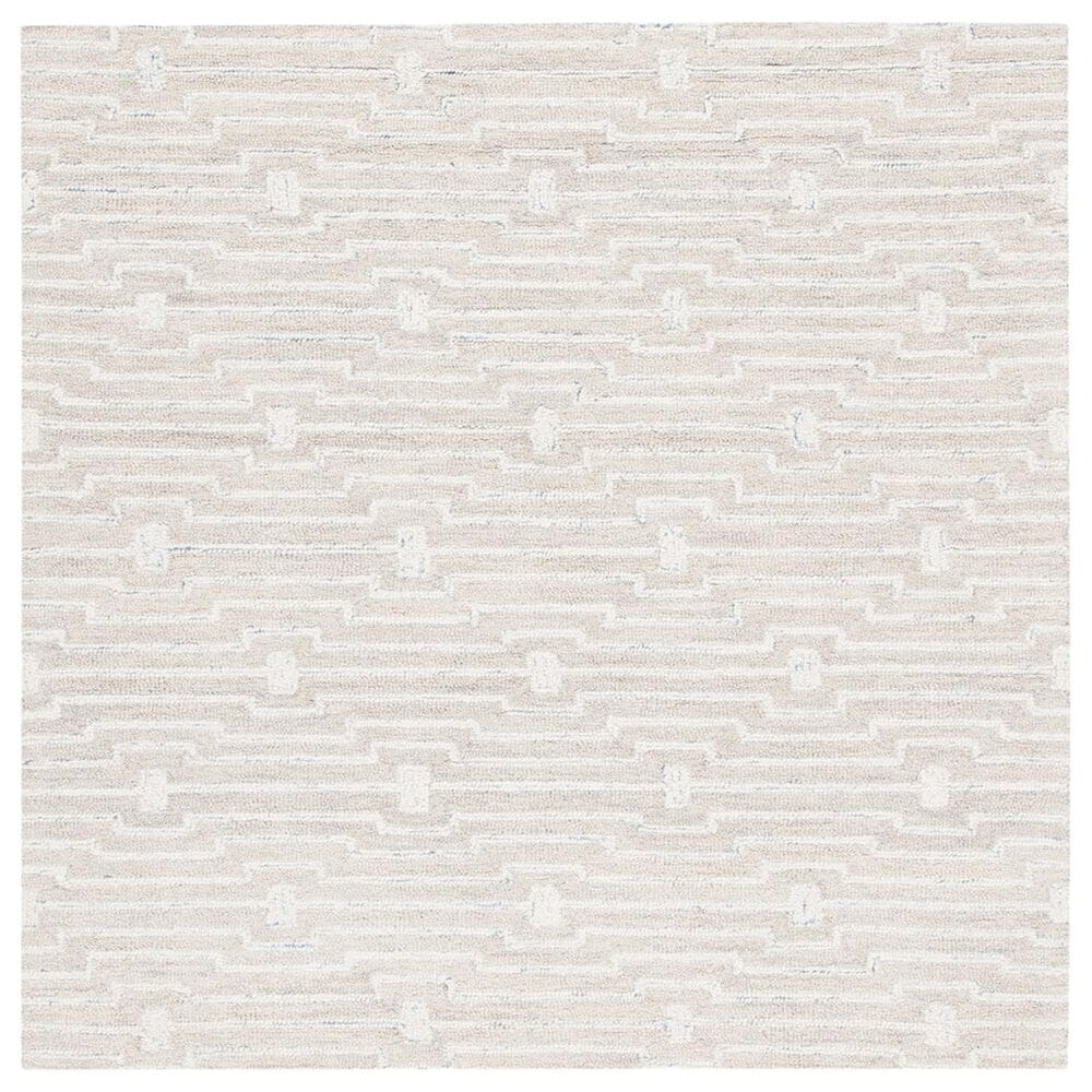 Safavieh Micro-Loop MLP178F 5" Square Light Grey and Ivory Area Rug, , large