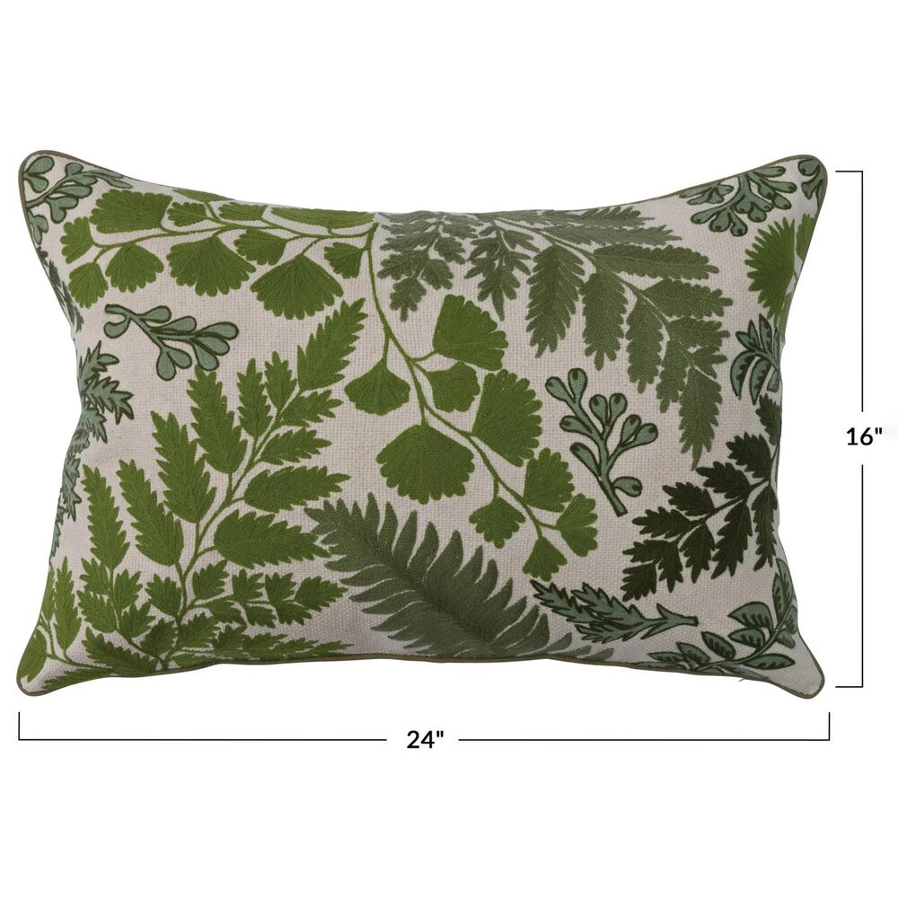 Teak Interiors Botanist 16&quot; x 24&quot; Lumbar Throw Pillow in Green and Natural, , large