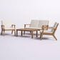 Hearth and Haven Temecula 4-Piece Outdoor Chat Set with Natural Rectangular Coffee Table in Cream, , large