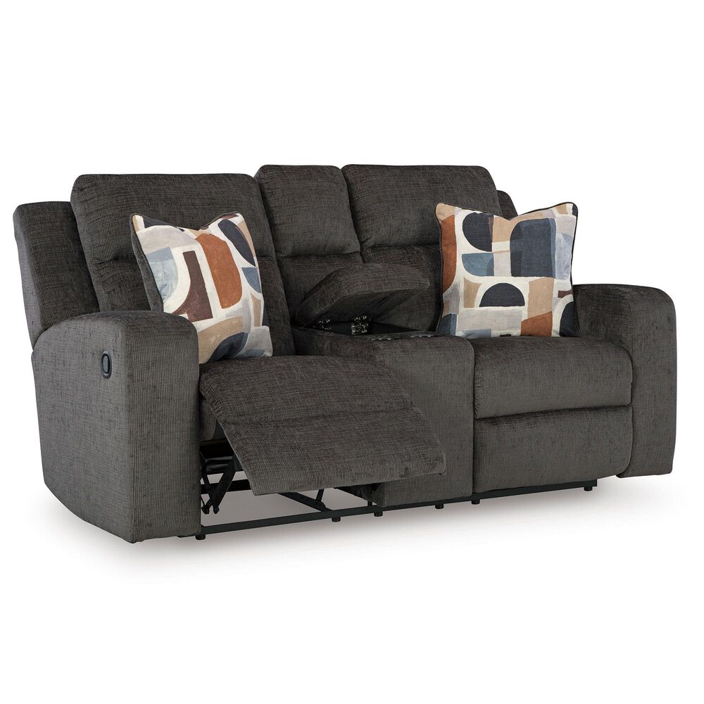 Ashley Kanlow Manual Reclining Console Loveseat in Dusk, , large