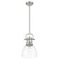Golden Lighting Duncan 1-Light Small Pendant with Rod and Clear Shade in Pewter, , large