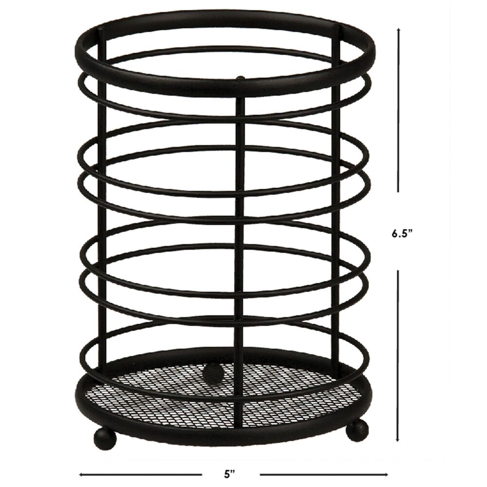Home Basics Cutlery Holder with Mesh Bottom in Black, , large