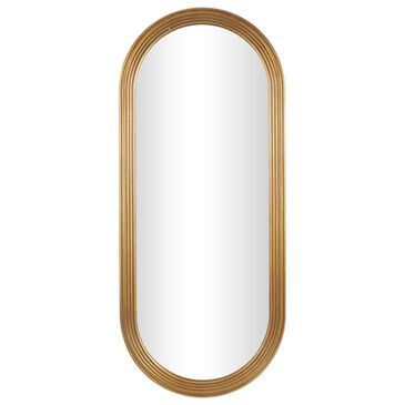 Maple and Jade 51" x 22" Oval Wood Wall Mirror with Dimensional Carved Frame in Brown, , large