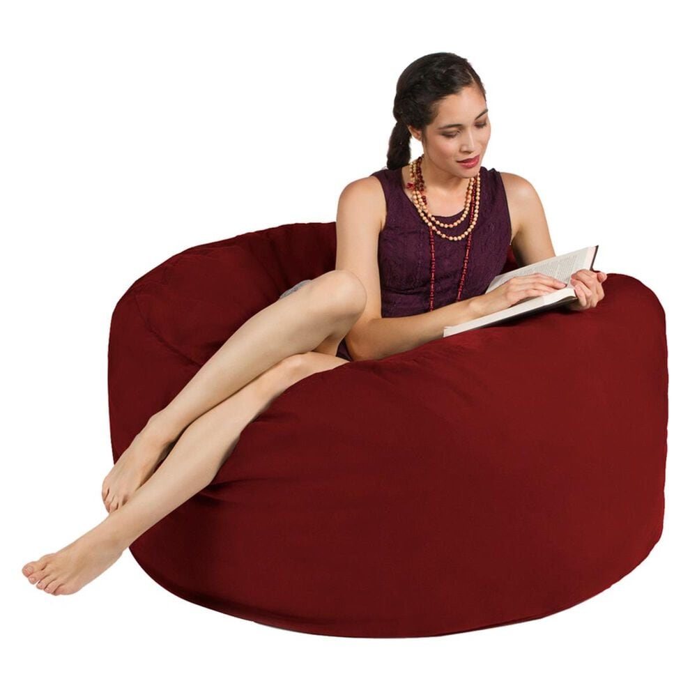 Jaxx 4&#39; Round Bean Bag with Removable Cover in Cinnabar, , large