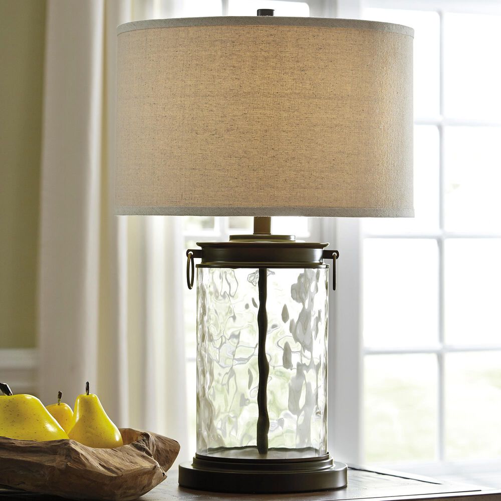 Signature Design by Ashley Tailynn Glass Table Lamp in Clear and Bronze, , large
