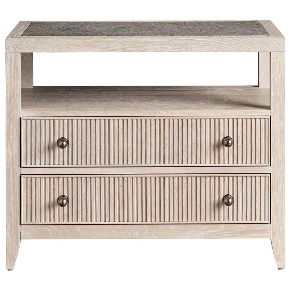 Universal Furniture Avaline Carmen 2 Drawer Nightstand with AC and USB Port in White Oak, , large