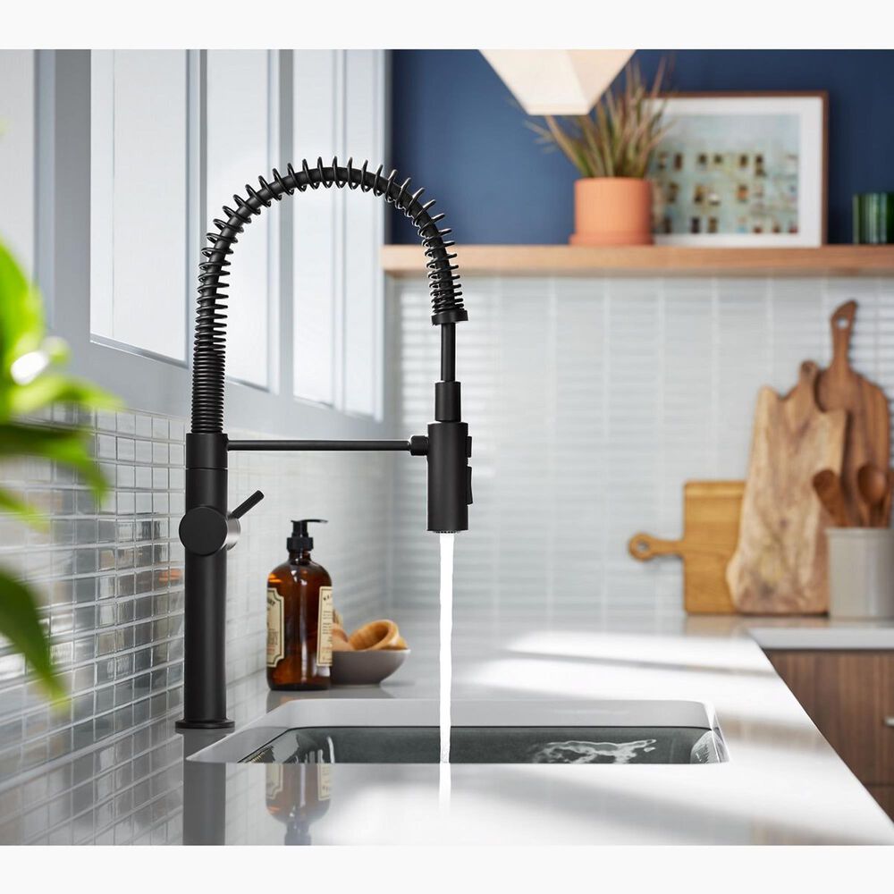 Kohler Crue Semi Professional Pull Down Kitchen Sink Faucet in Matte Black, , large