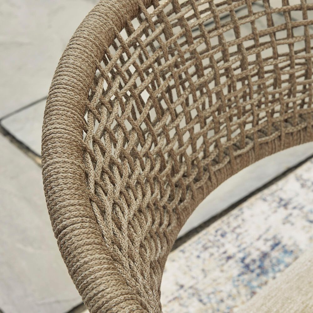 Ashley Orchard Beach Patio Arm Chair with Cushion in Beige (Set of 4), , large