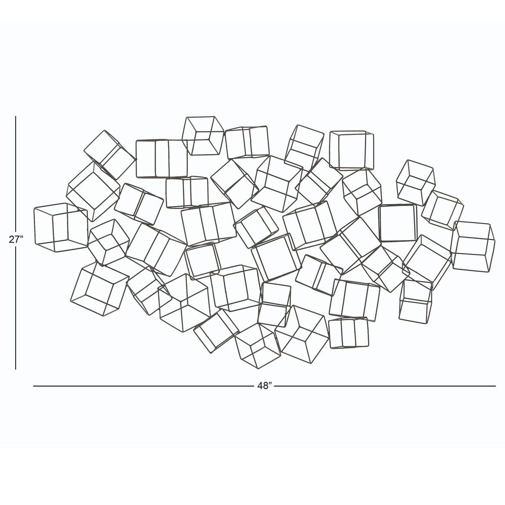 Maple and Jade 48&quot; x 27&quot; 3D Layered Wire Cube Geometric Home Wall Decor in Matte Black, , large