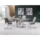 Global Furniture USA Metal and Faux Stone Dining Table in Gray and Chrome, , large