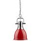 Golden Lighting Duncan 1-Light Small Pendant with Chain and Red Shade in Chrome, , large