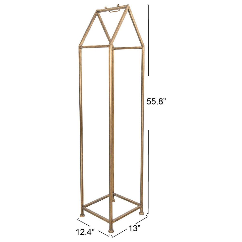 Creative Coop Metal House Shaped Fire Wood Holder with Handle in Gold, , large