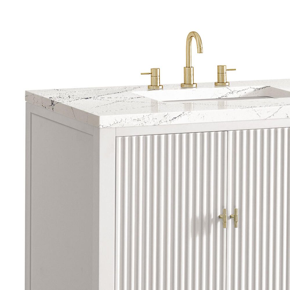 James Martin Vanities Myrrin 72&quot; Double Vanity in Bright White with 3 cm Ethereal Noctis Quartz Top, , large