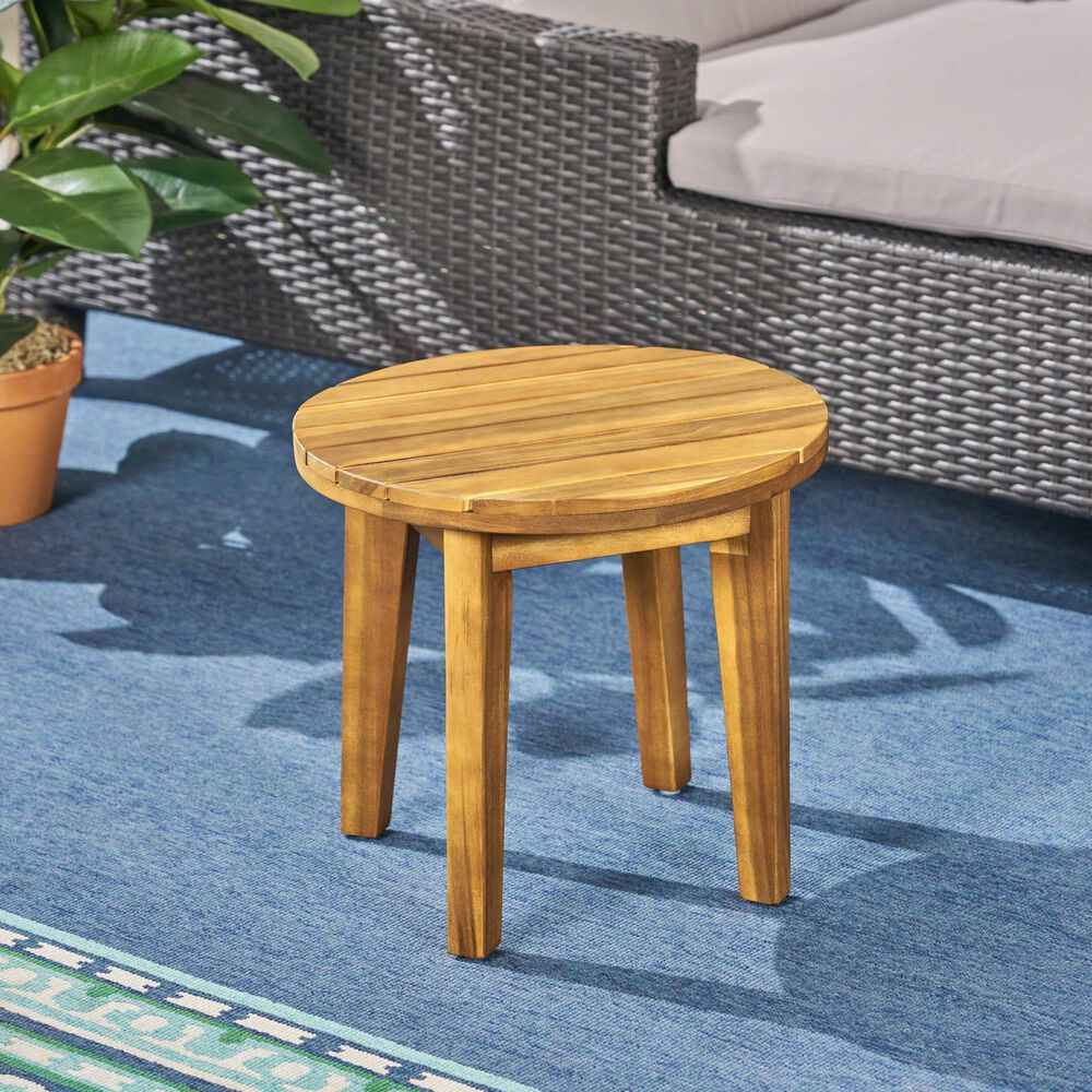 Hearth and Haven Acacia Wood Patio Side Table in Teak, , large