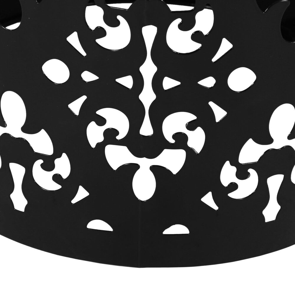 Hearth and Haven Large Iron Patio End Table with Floral Pattern in Black, , large