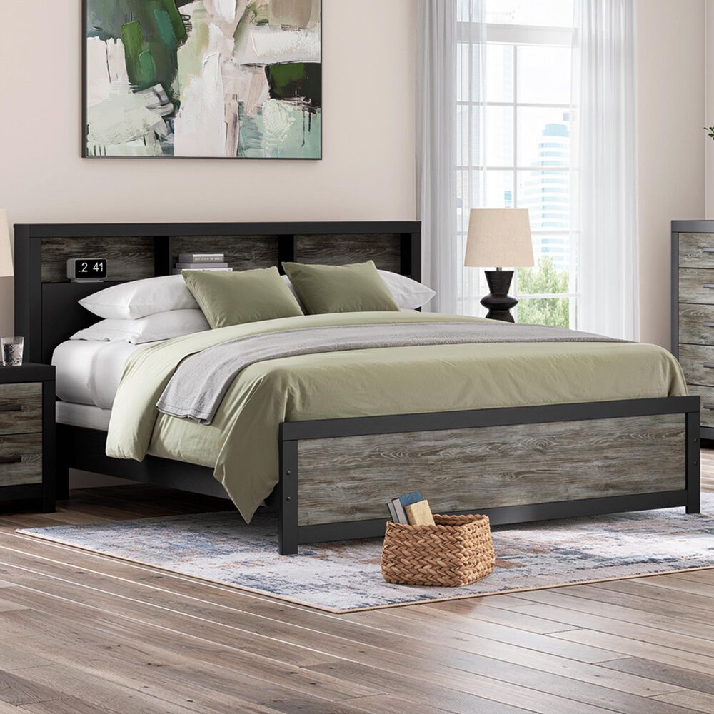 Ashley Broachmyn King Bookcase Bed in Black and Gray, , large