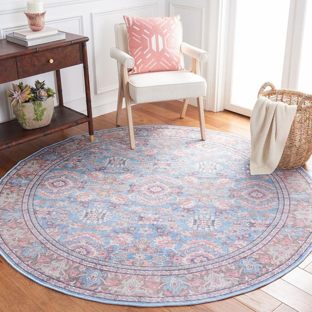 Safavieh Serapi  SEP584 6&#39;7&quot; Round Rust and Blue Area Rug, , large