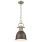 Golden Lighting Duncan 1-Light Small Pendant with Chain and Rubbed Bronze Shade in Aged Brass, , large