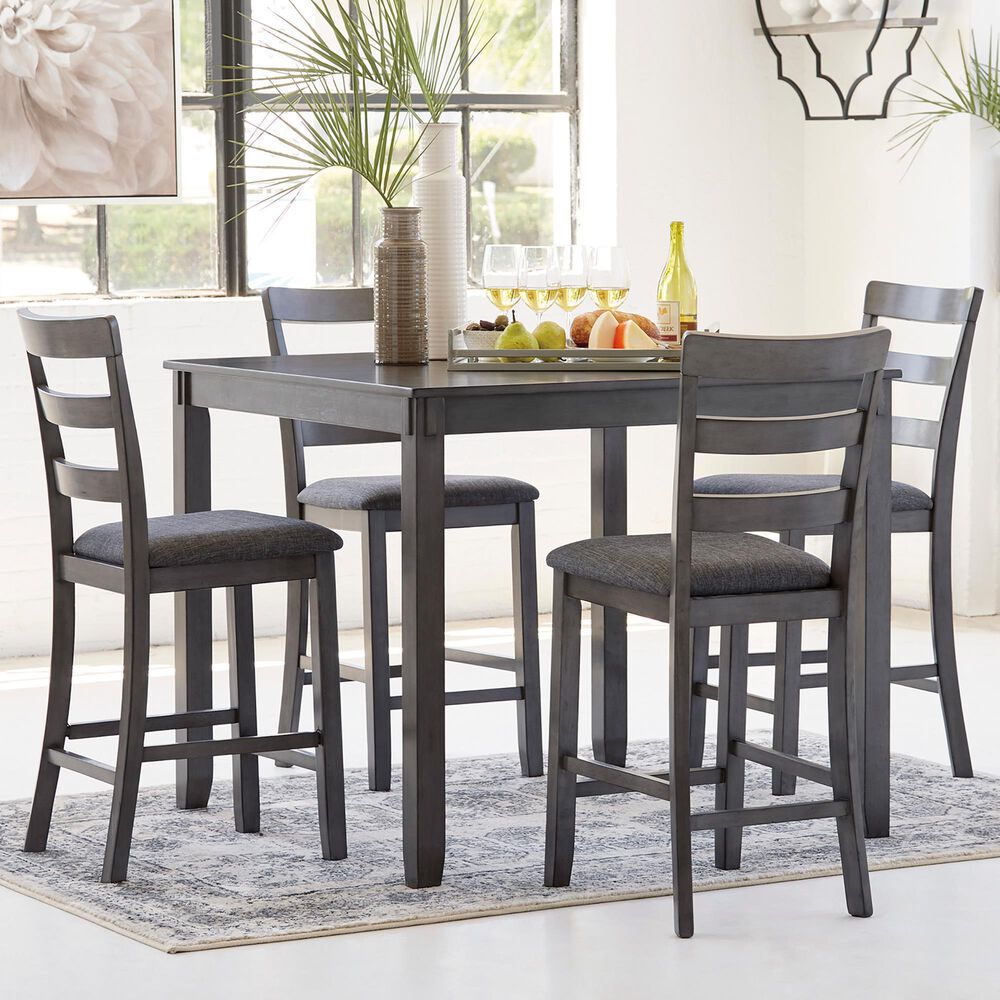 Signature Design by Ashley Bridson 5-Piece Counter Height Dining Set in Medium Charcoal Gray, , large