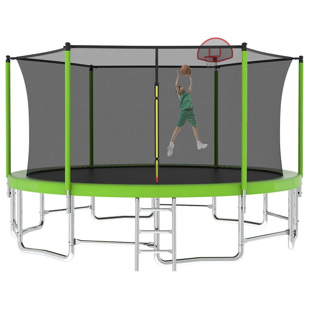 HOMLUX 16" Outdoor Trampoline Sports in Green, , large