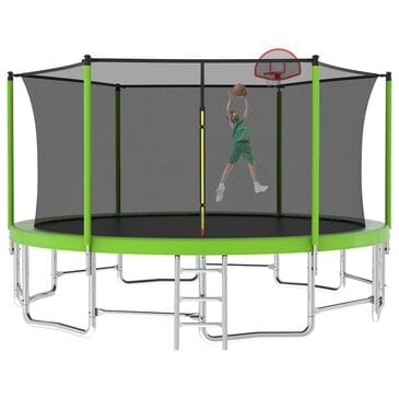 HOMLUX 16" Outdoor Trampoline Sports in Green, , large