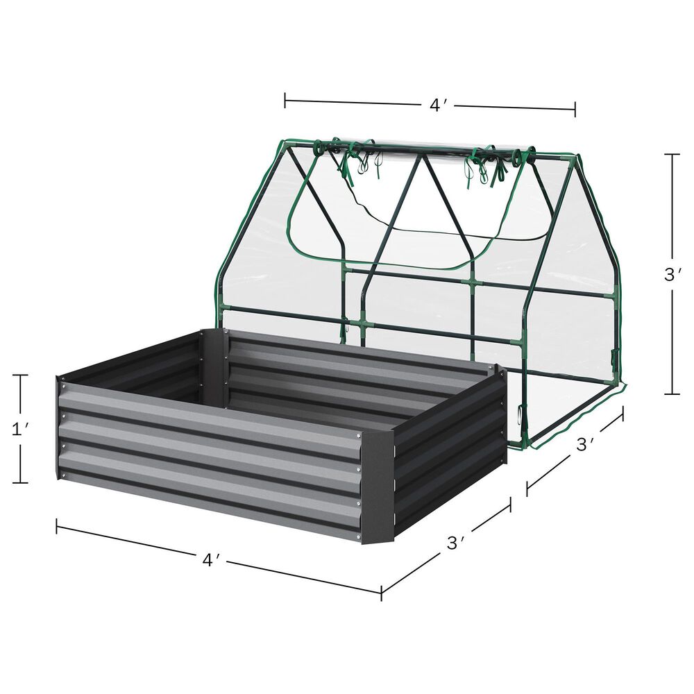 Timberlake Raised Garden Bed with Green House in Green, , large