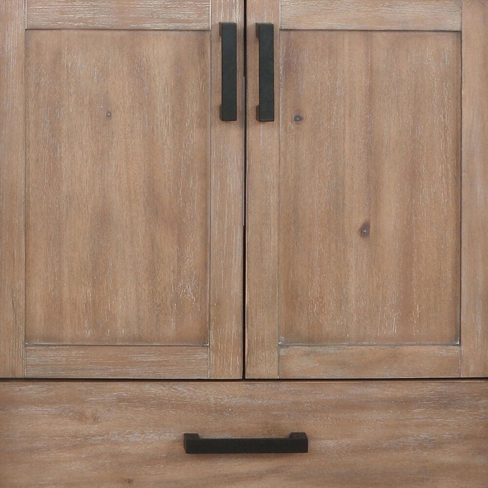 Lexora Home Ziva 60&quot; Double Bathroom Vanity in Rustic Barnwood with 2 cm White Quartz Top and Rectangular Sinks, , large