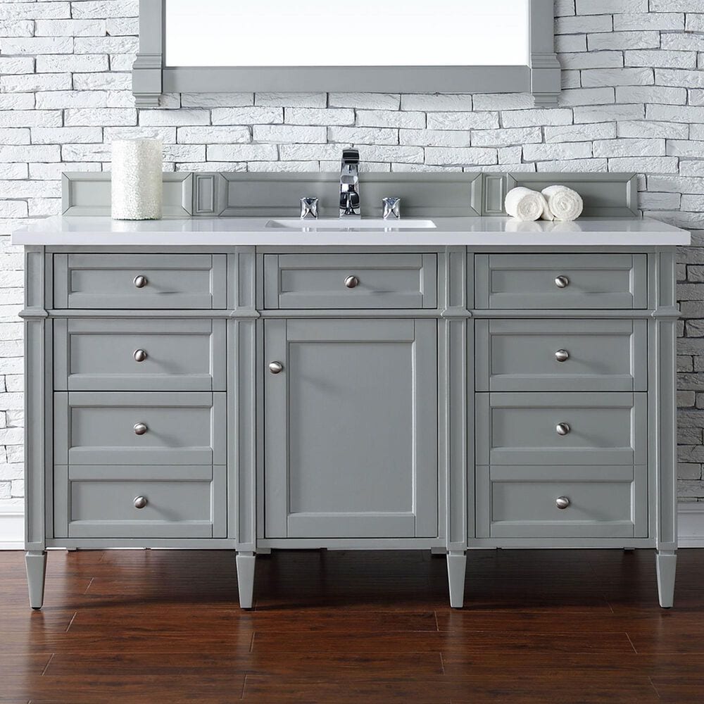 James Martin Vanities Brittany 48&quot; Single Bathroom Vanity in Urban Gray with Single Hole 3 cm White Zeus Quartz Top and Rectangular Sink, , large