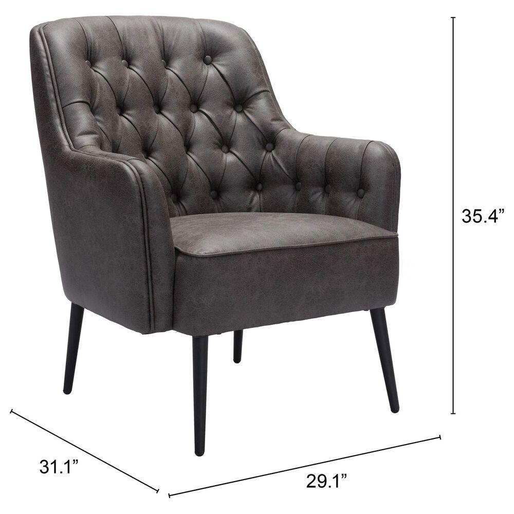Zuo Modern Tasmania Accent Chair in Vintage Black and Gold, , large