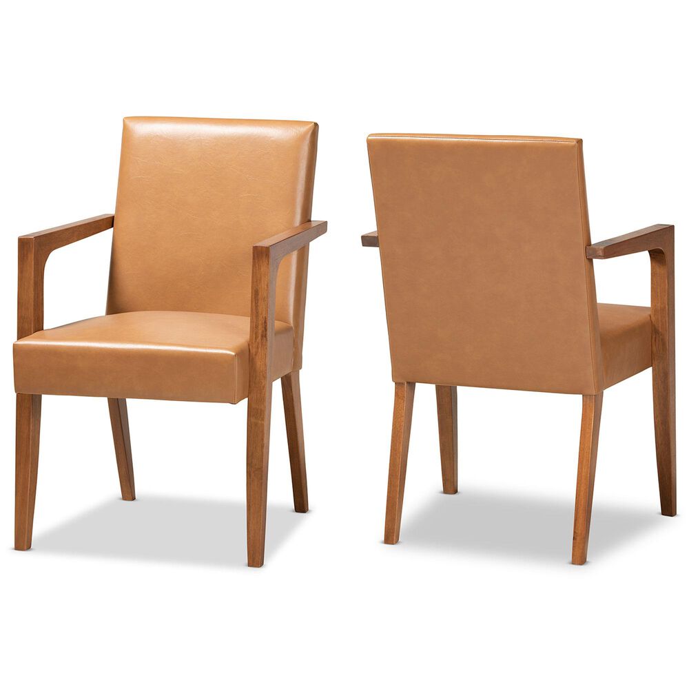 Baxton Studio Andrea Arm Chair in Tan (Set of 2), , large