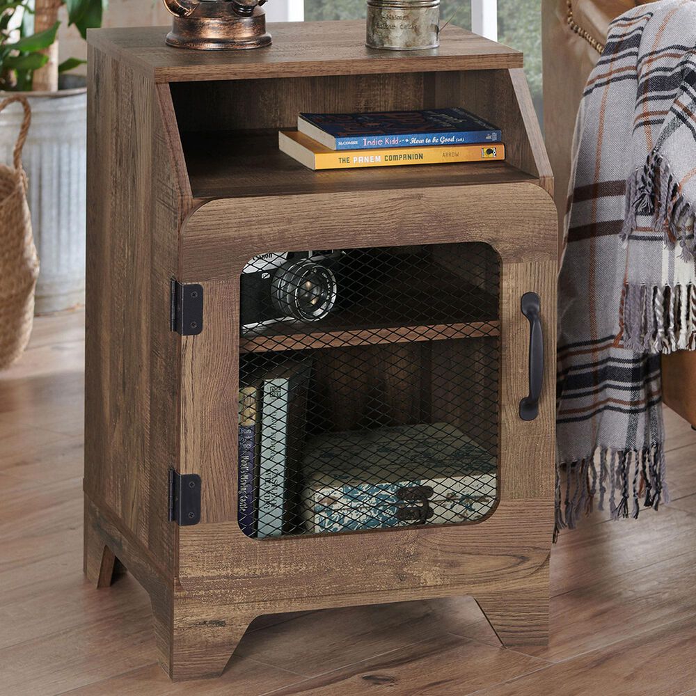 Furniture of America Naylor End Table in Reclaimed Oak, , large