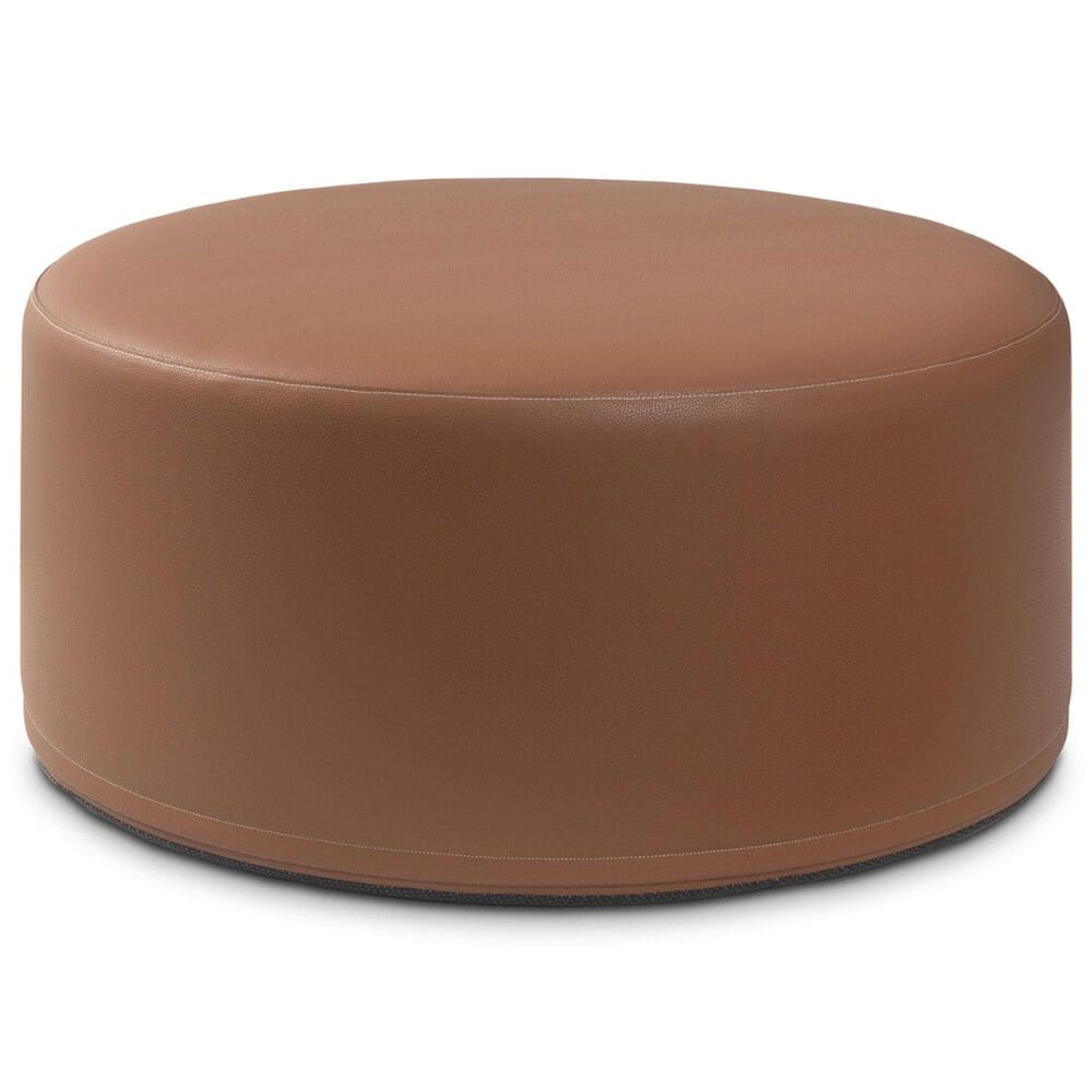 Jaxx Candler Faux Leather Ottoman in Walnut, , large