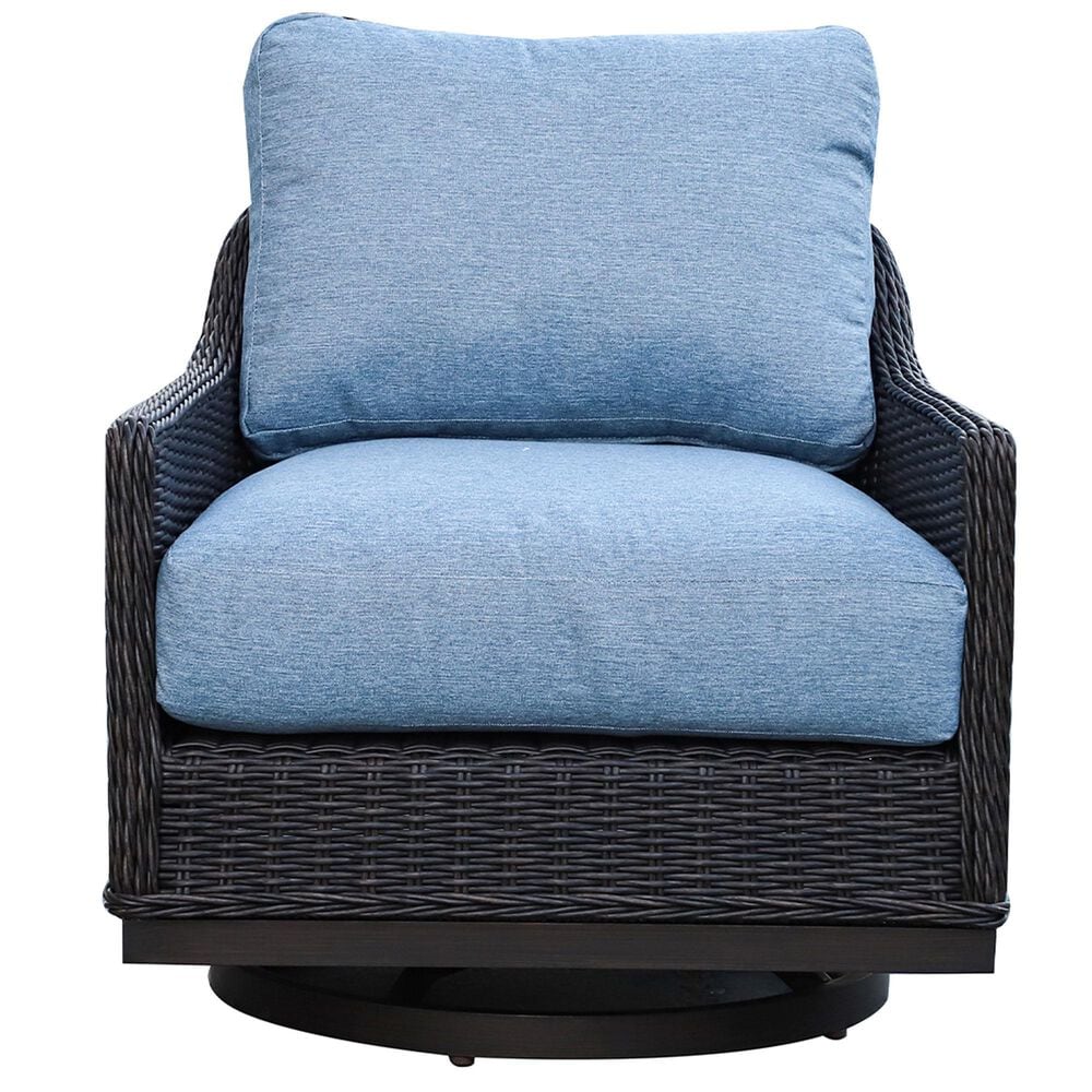 Amber Shores Patio Swivel Chair in Washed Denim, , large