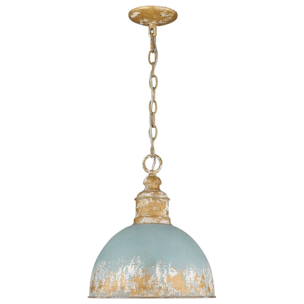 Golden Lighting Alison Medium Pendant in Vintage Gold and Teal, , large