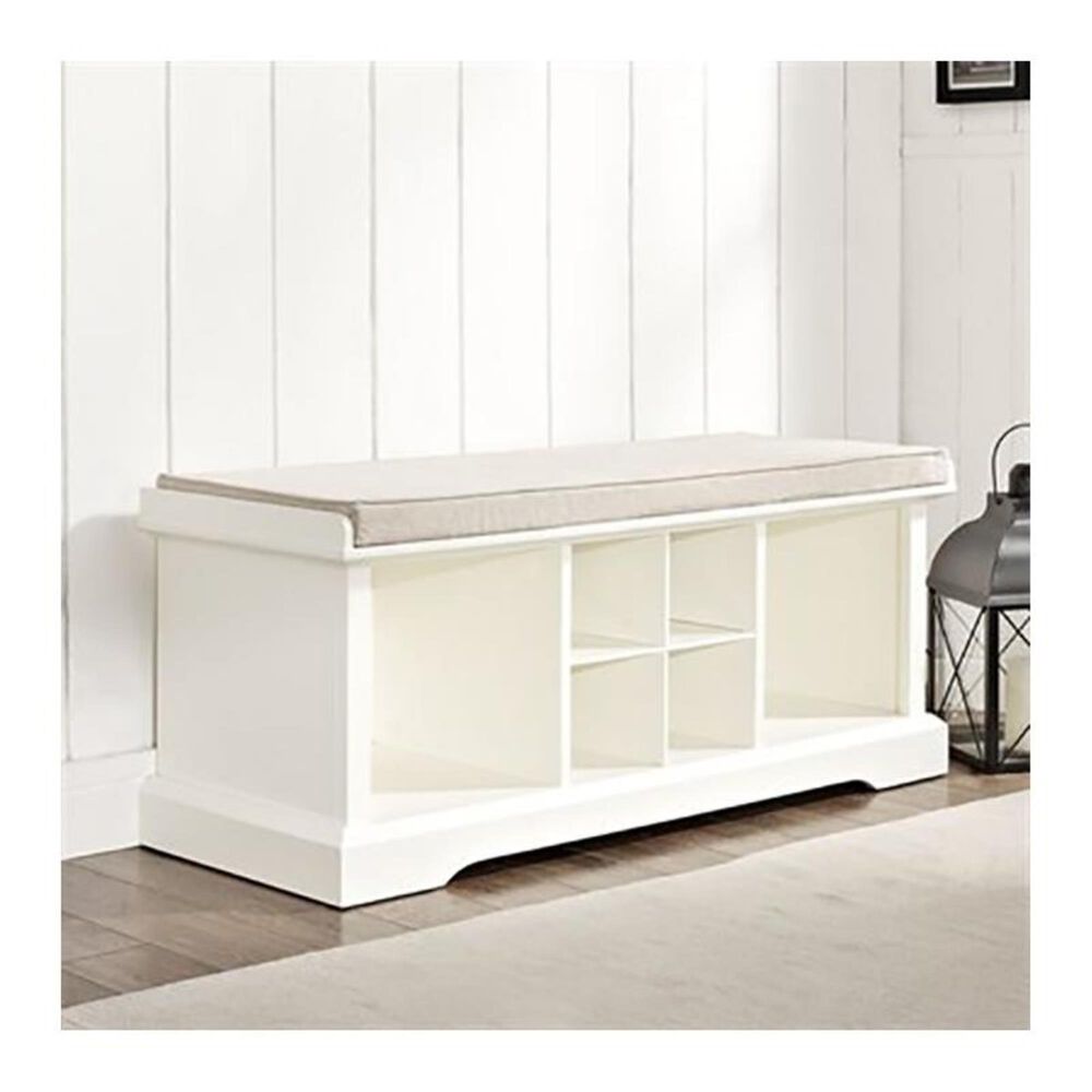 Crosley Furniture Brennan Entryway Storage Bench in White, , large