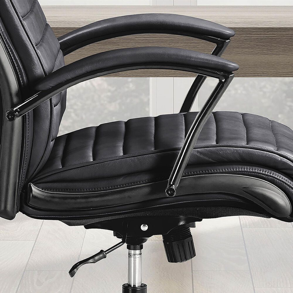 Simeon Collection Leather Desk Chair in Smooth Black, , large