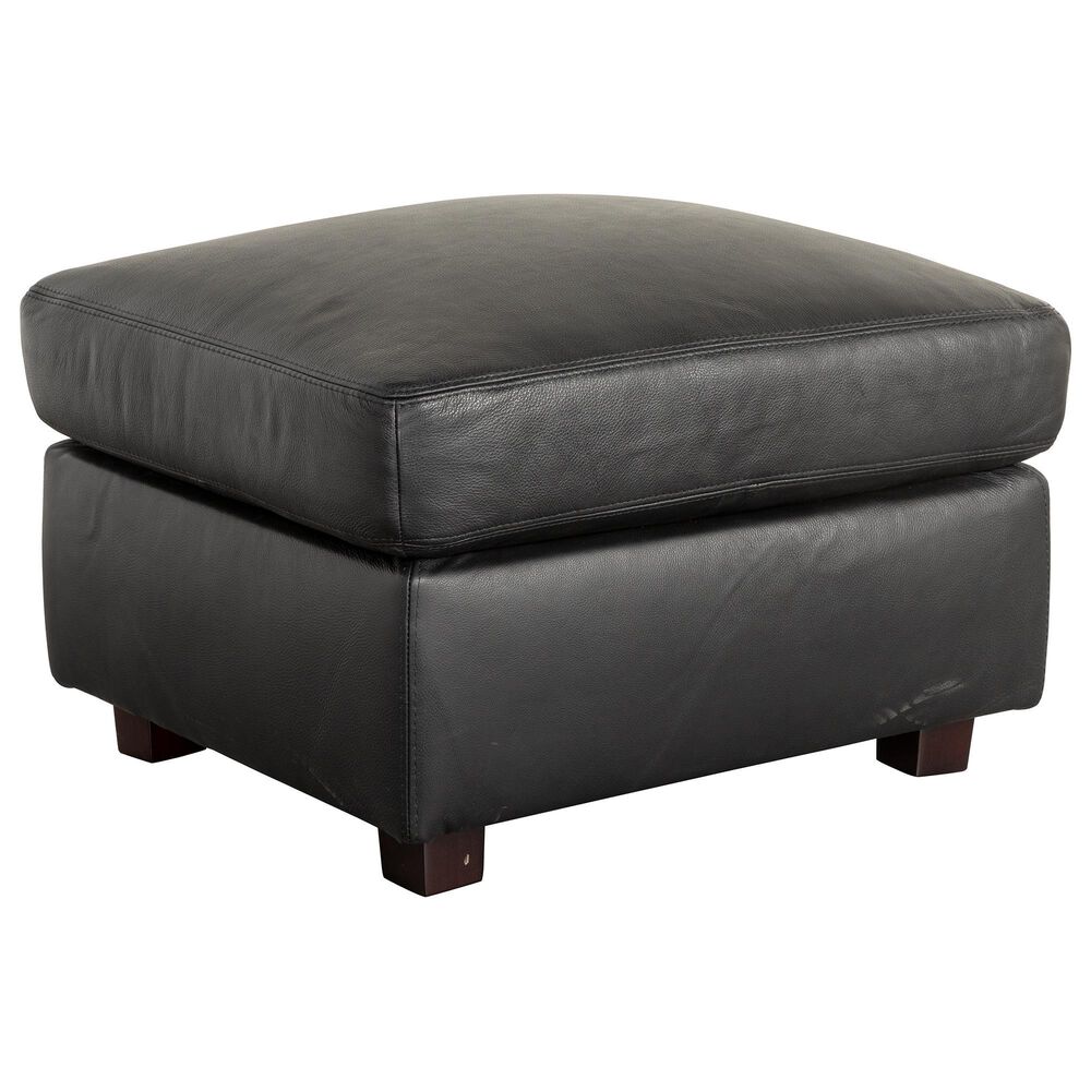 North American Leather Co Vantage Leather Ottoman in Raven, , large