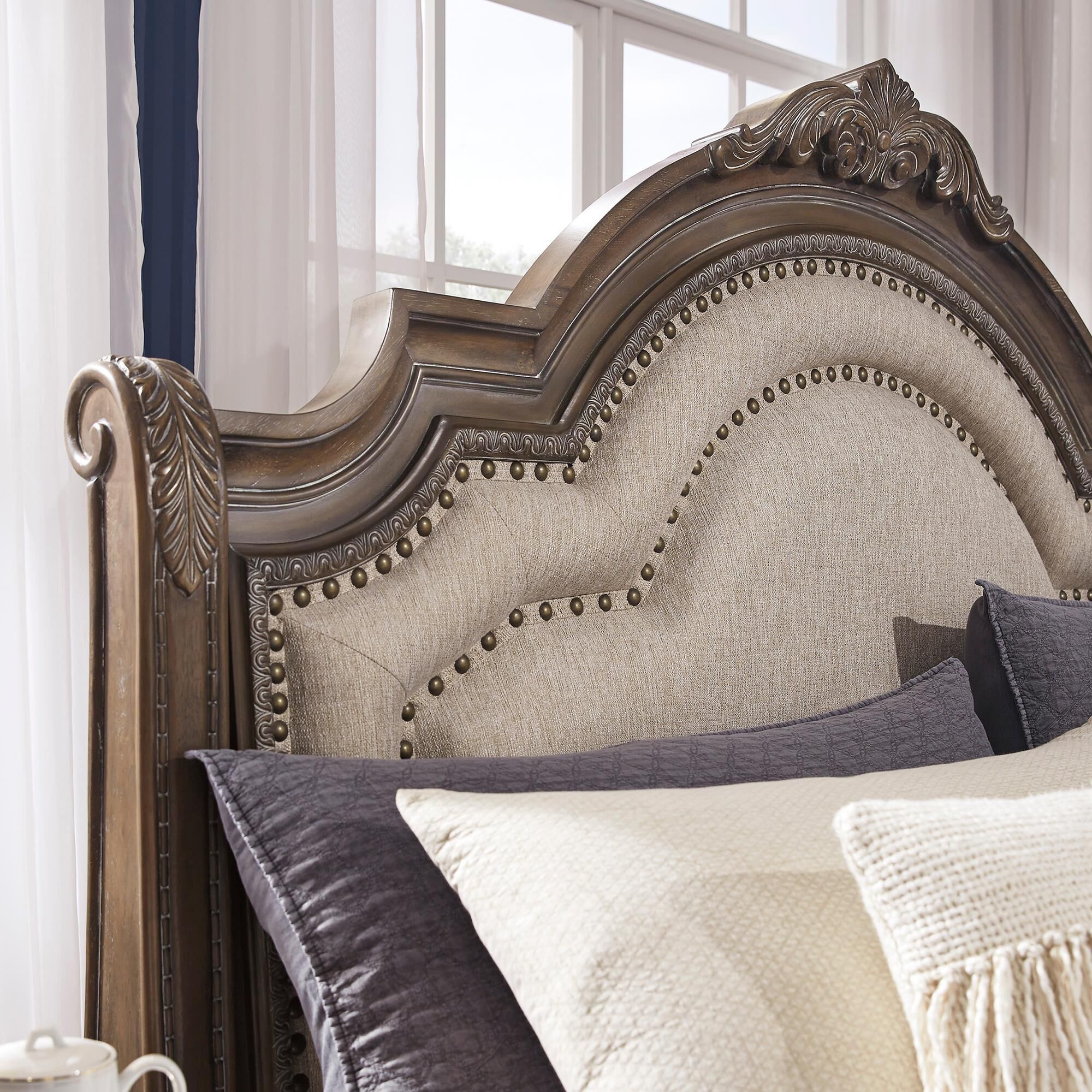 Dark brown top upholstered headboard