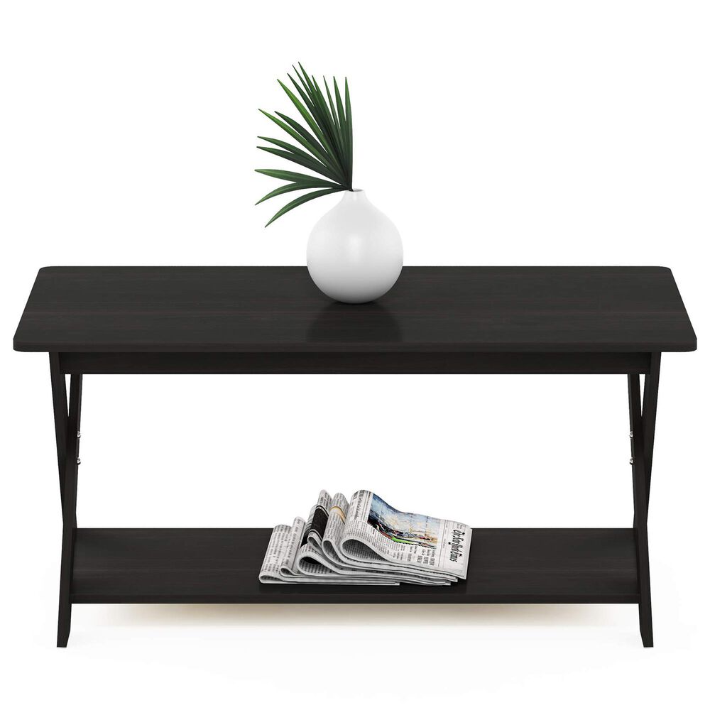 HOMLUX 1-Tier Simplistic Criss-Crossed Coffee Table in Espresso, , large