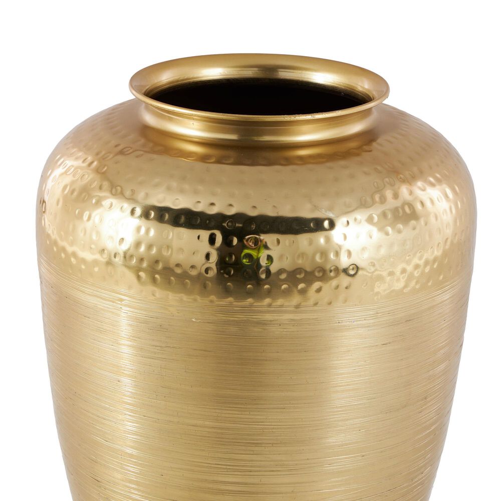 Maple and Jade 18&quot; Decorative Vase with Hammered Top in Brushed Gold, , large
