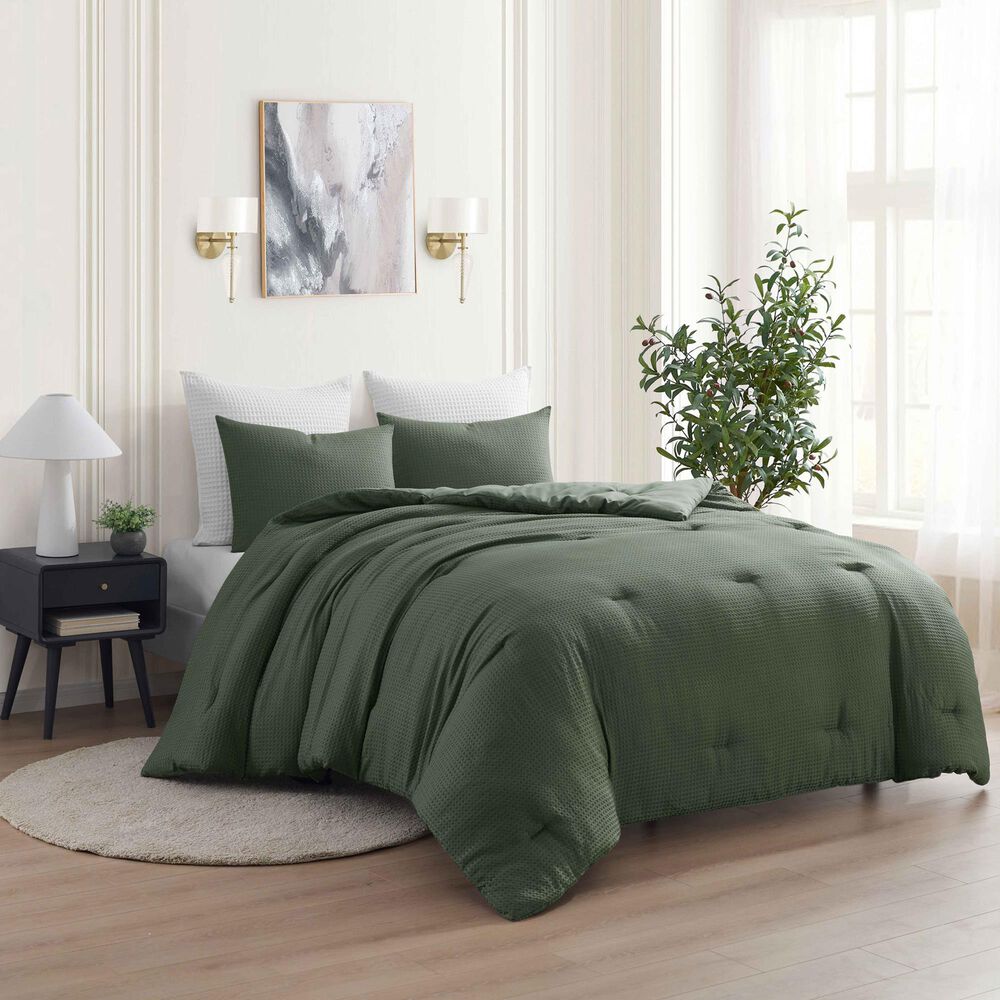 Trade Linker 3-Piece King Waffle Down Alternative Comforter Set in Sage, , large