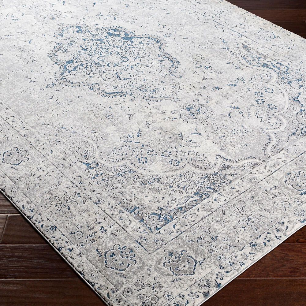 Surya Aisha AIS-2320 2"7" x 7"7" Charcoal, Gray, Off-White and Dark Blue Runner, , large