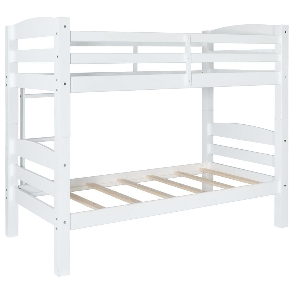Linon Home Decor Levi Twin Over Twin Bunk Bed in White, , large