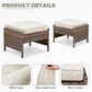 Hearth and Haven Patio Wicker Ottoman with Open Base Design in Beige (Set of 2), , large