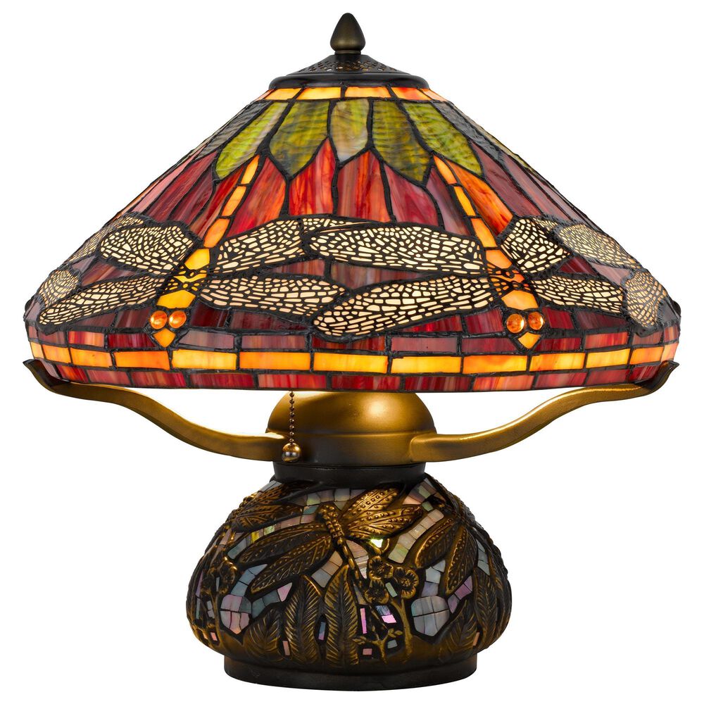 Cal Lighting Autumn Amber Tiffany Table Lamp in Bronze, , large