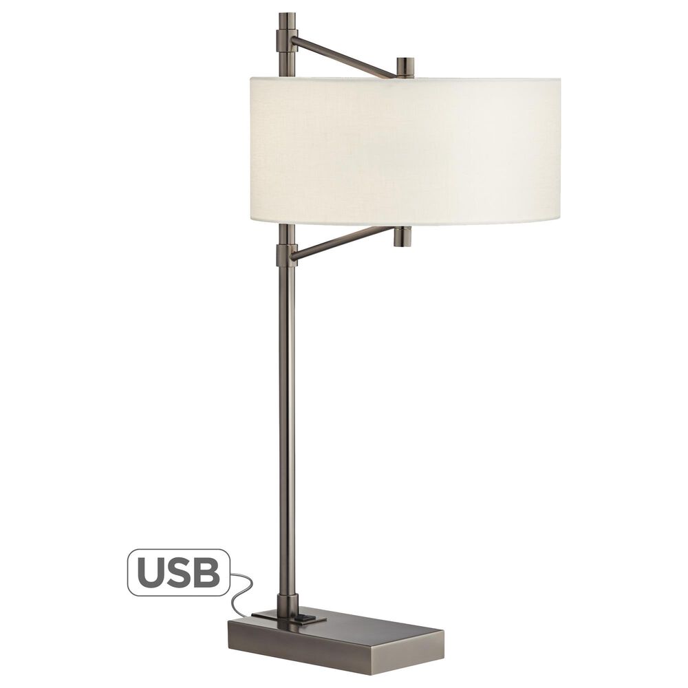Pacific Coast Lighting Hugo 2-Light Desk Lamp with USB in Gun Metal, , large