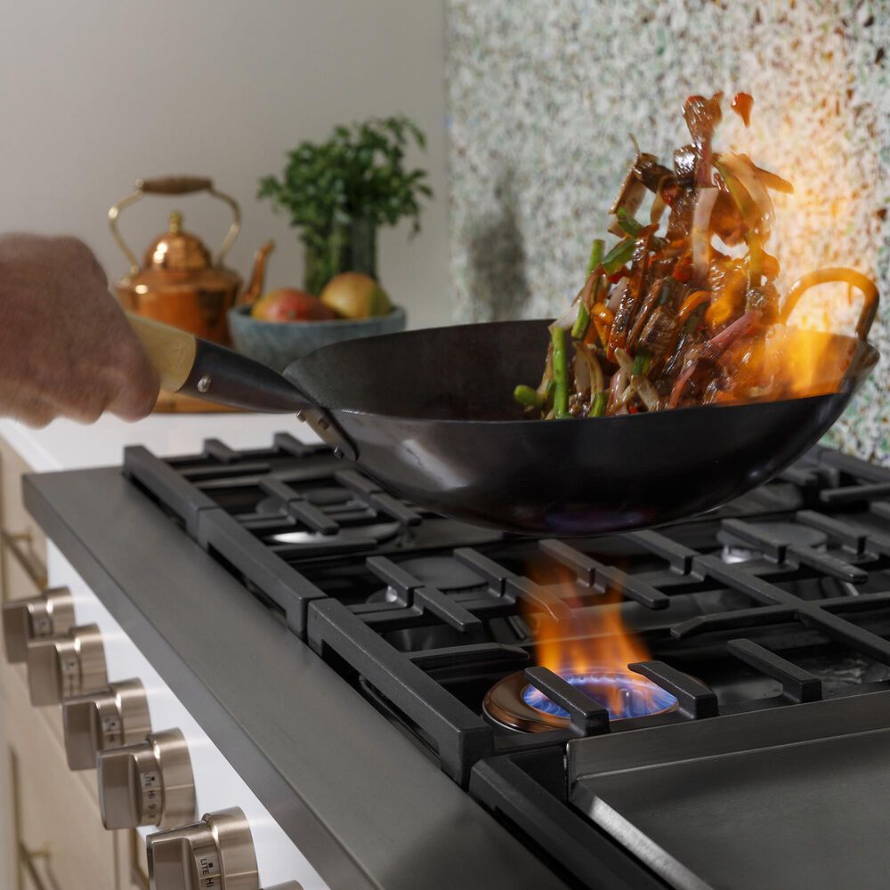 Cafe 48&quot; Natural Gas Rangetop with Integrated Griddle in Matte White and Brushed Bronze, , large
