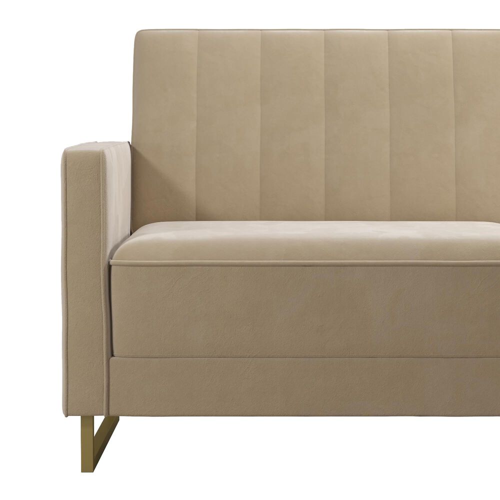 Novogratz Skylar Futon in Ivory Velvet, , large